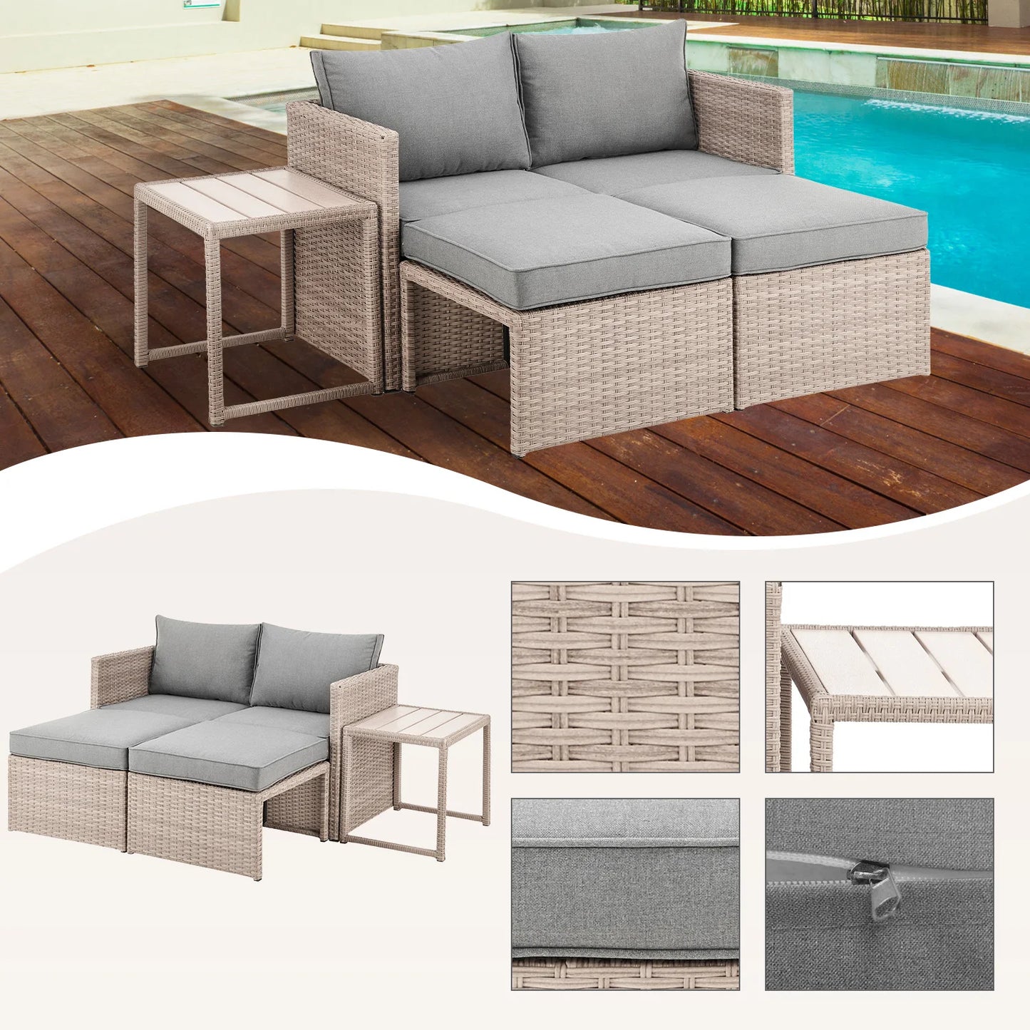 Outdoor Dining Garden Furniture Set Sun Lounger & Sofa for Hotel Park Courtyard Apartment Workshop-Stylish Outdoor Living