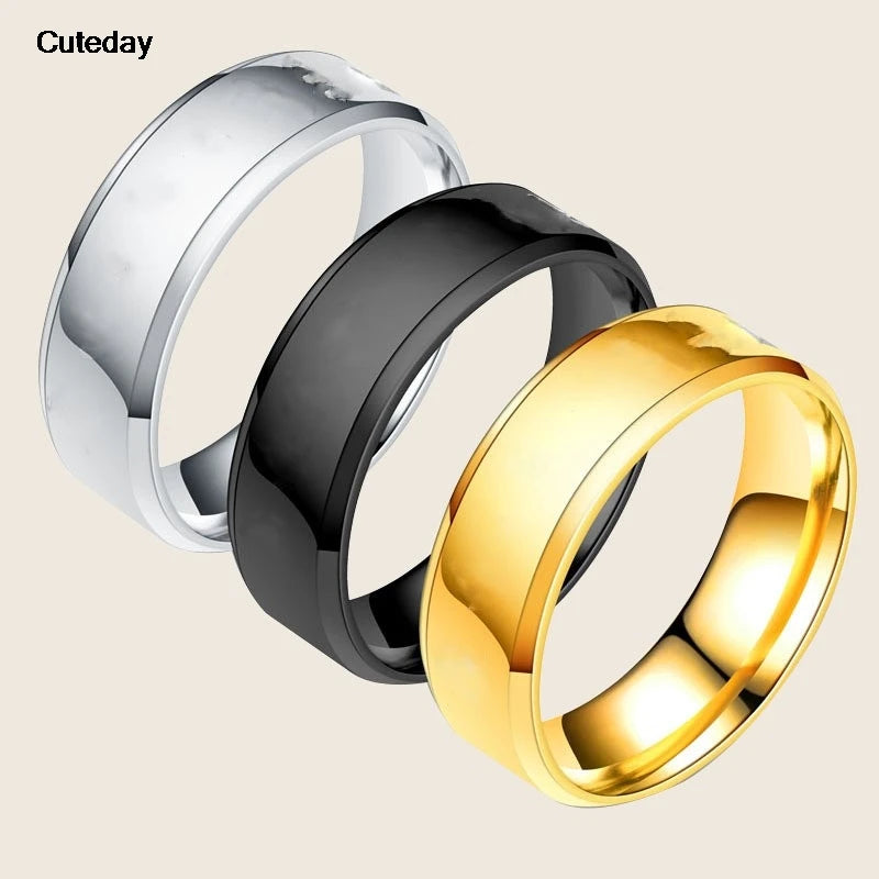 Punk Stainless Steel Women Men Rings Smooth Finger Rings For Lovers Dropshipping Wholesale