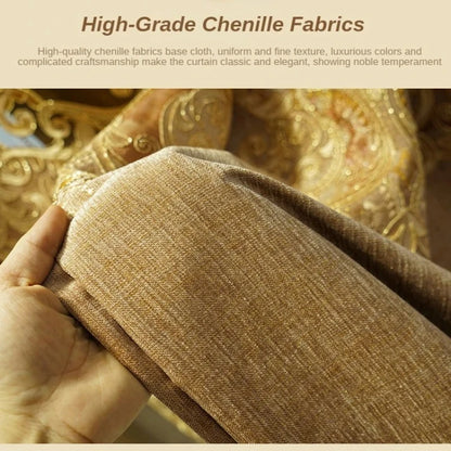 European-style Curtains for Luxury Living Room Upscale Door Chenille Embroidered Coffee Color Bedroom Window Villa Valance