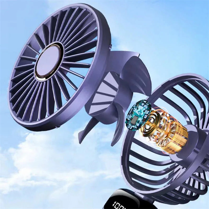 Portable mini fan as a summer outdoor gift with creative digital display of power consumption and cross-border portability