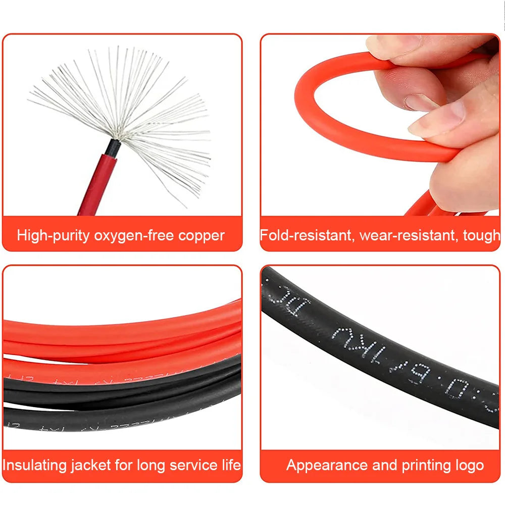 PowMr Black Red 3M 5M 7M 10M 15M 30M Solar Photovoltaic Line 6mm2 10AWG PV Cable with Connectors Solar System PV Extensions Wire