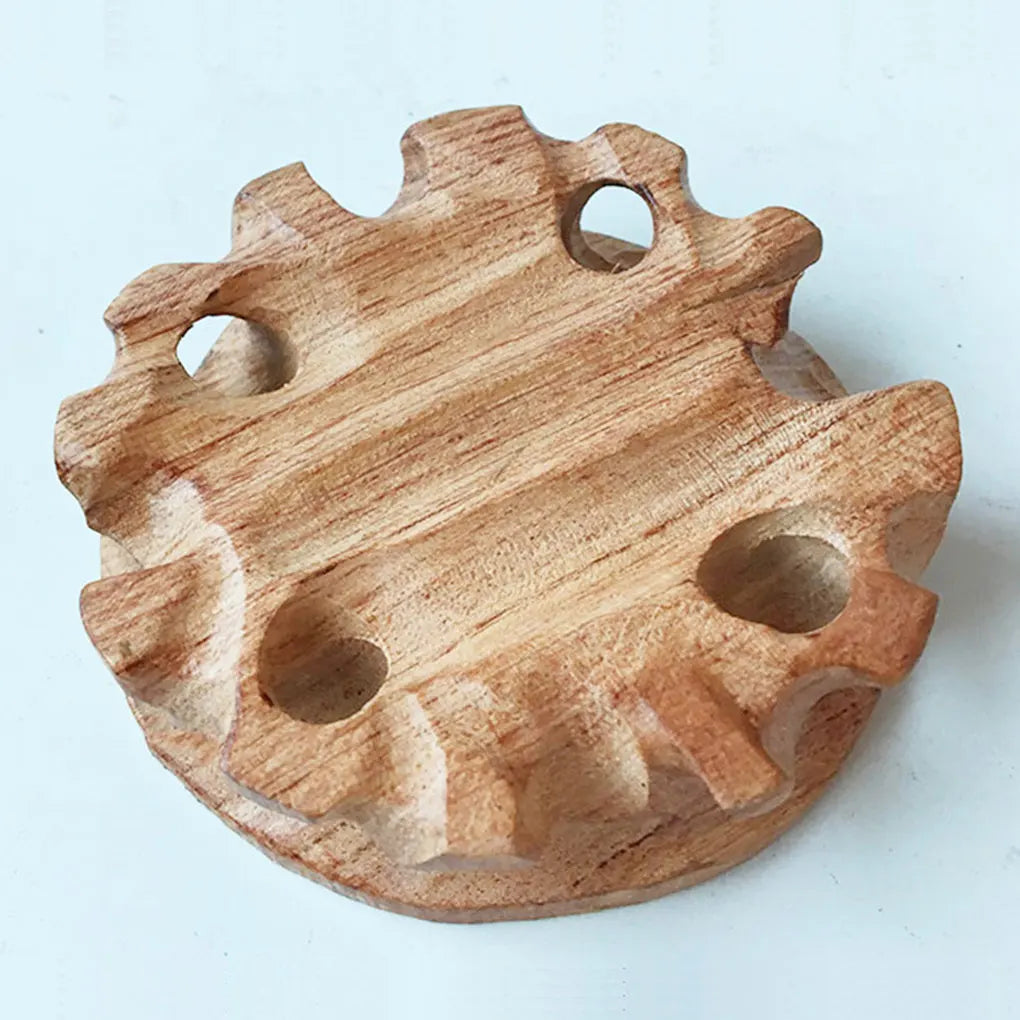 Round Wooden Stool Base  Smooth Vintage Exquisite Figurines Stand Clear Texture Sturdy Pedestal Craft Home Stores