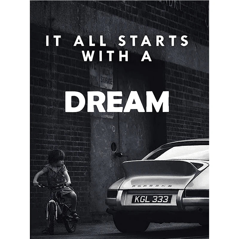 Poster Wall Art Decorative Paintings Canvas for Home Decor Black and White it All Starts with a Dream Room Decor Prints Cuadros