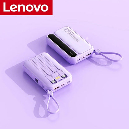 Lenovo 30000mAh Power Bank BuiIt in 4 Lines Super Fast Charging Large Capacity Portable External Battery for All Phones Android