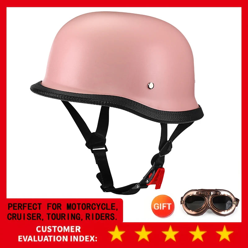 Motorcycle Half Helmet German Leather Vintage Helmet Casco Moto Motorcycle Open Face Helmet Biker Pilot DOT Certification M-L-XL