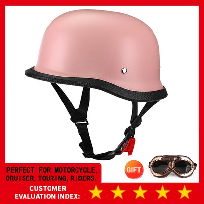 Motorcycle Half Helmet German Leather Vintage Helmet Casco Moto Motorcycle Open Face Helmet Biker Pilot DOT Certification M-L-XL