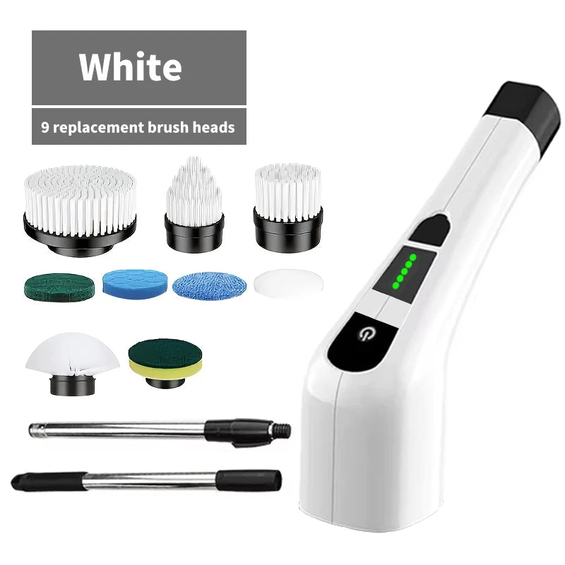 9 in 1 Multifunctional Handheld Electric Cleaning Brush With Telescopic Function, Bathroom Floor And Kitchen Cleaning Tool
