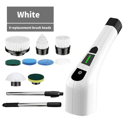 9 in 1 Multifunctional Handheld Electric Cleaning Brush With Telescopic Function, Bathroom Floor And Kitchen Cleaning Tool