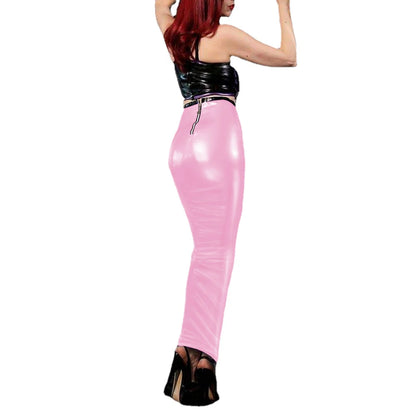 Sexy Slim High Waist Long Hobble Skirt Wetlook PVC Leather Wrap Hip Shapewear Pencil Skirts Kawaii Punk Style Evening Club Party