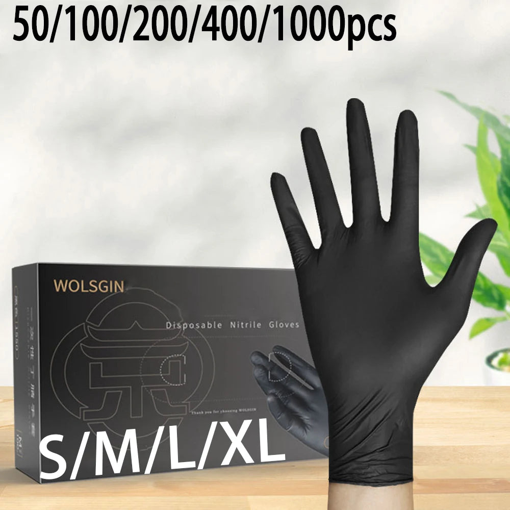 50/100/200/400/1000 Pcs Cleaning Gloves, Nitrile Gloves, Black Food Grade Disposable Gloves, Kitchen Gloves, Dishwashing Gloves