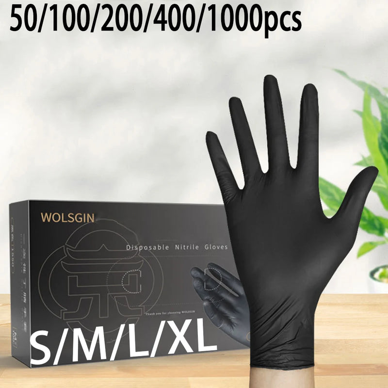 50/100/200/400/1000 Pcs Cleaning Gloves, Nitrile Gloves, Black Food Grade Disposable Gloves, Kitchen Gloves, Dishwashing Gloves