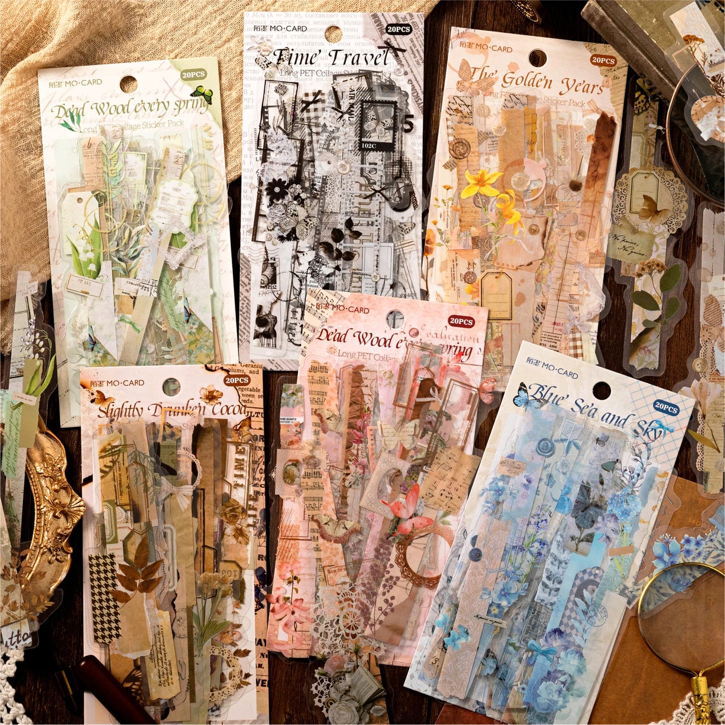 6 styles 20 pcs Paper lab series PET Material  Decorative Diy Diary Album Scrapbooking Material Junk Journal Supplies