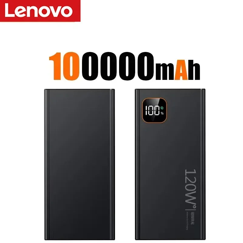 Lenovo 500000mAh Portable Power Bank 120WSuper Fast Charging Large Capacity External Battery Charger Powerbank For Xiaomi iPhone