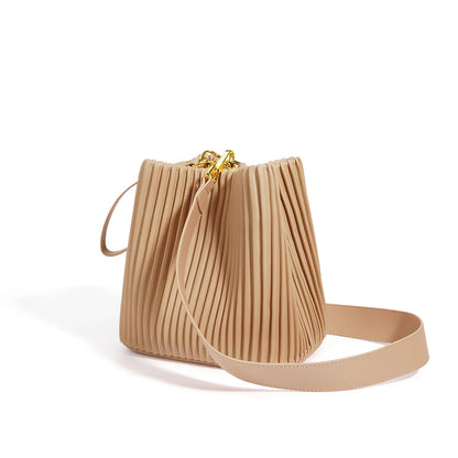 Ladies Designer Bucket Bag Solid Color Genuine Leather Handbag and Purse for Women Fashion Women's Shoulder Crossbody Bag