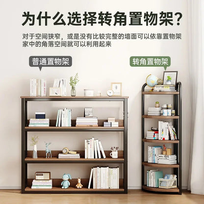 Triangular Multi-Layer Shelf, Corner Cabinet Design, Floor-to-Ceiling Storage, Living Room/Bedroom Bookshelf, Space-saving Layer