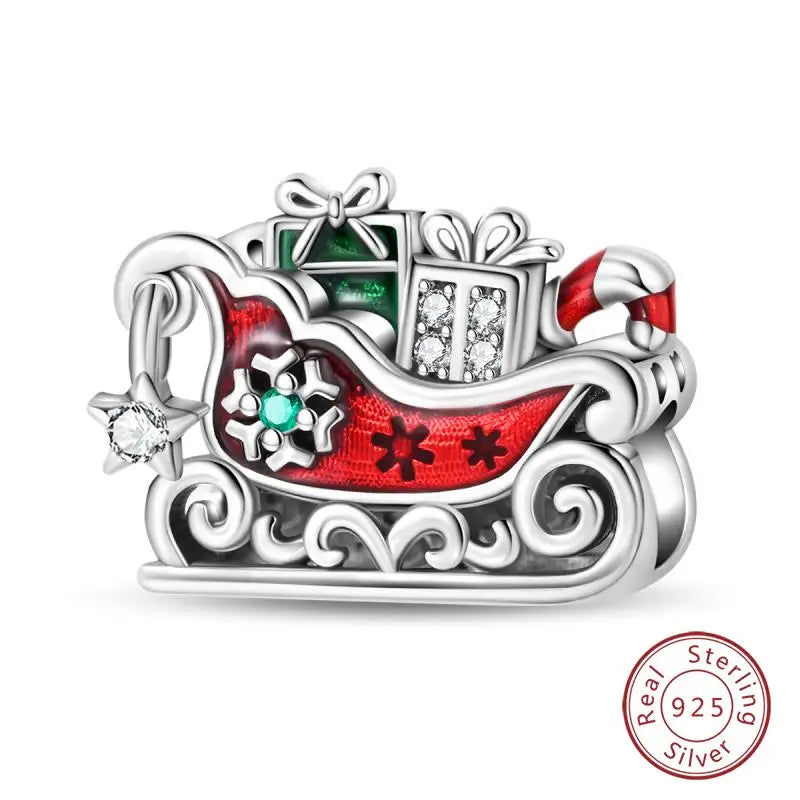Original 925 Sterling Silver Charms Beads Winter Snowflake Snowman Igloo Penguin Pendant Fit Bracelet Women Jewelry Gift