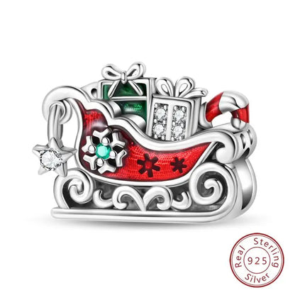 Original 925 Sterling Silver Charms Beads Winter Snowflake Snowman Igloo Penguin Pendant Fit Bracelet Women Jewelry Gift