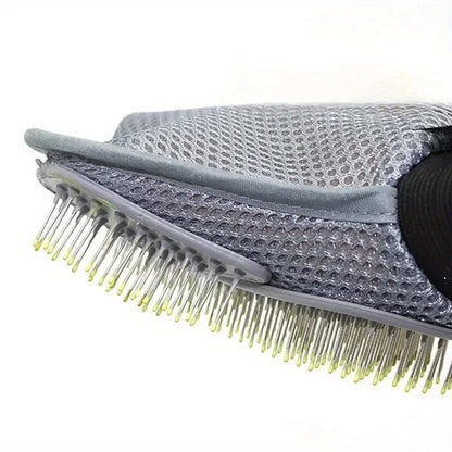 Gentle Deshedding Pet Grooming Glove - Efficient Dog & Cat Hair Removal Brush with Massage Tips