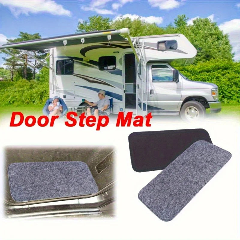 2 Pcs Motorhome Floor Mat Black Caravan Step Mat Dust Proof Stair Mat For Outdoor Travel Camping Motorhome Accessories