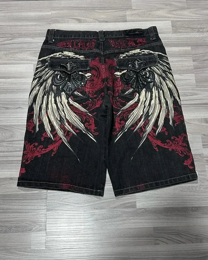 Y2K Fashion New Holes Do Old Washed Baggy Denim Shorts Female Gothic Harajuku Popular Casual Joker High Waist Wide Leg Pants
