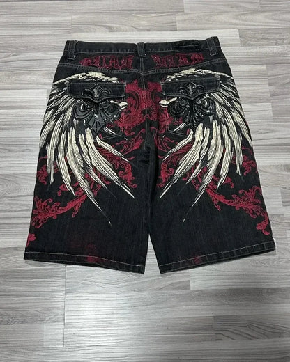 Y2K Fashion New Holes Do Old Washed Baggy Denim Shorts Female Gothic Harajuku Popular Casual Joker High Waist Wide Leg Pants