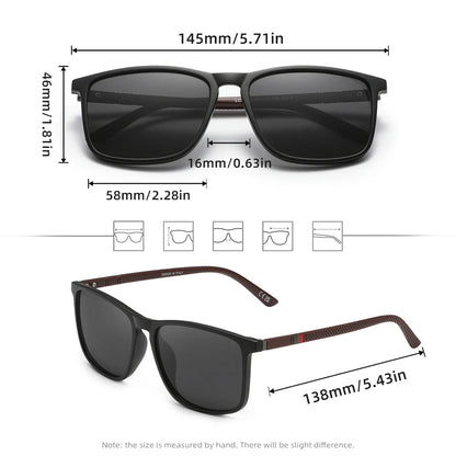 Classic Rectangle Sunglasses For Men Women Driving Fishing UV400 Protection Eyewear Polarized Fashion Glasses
