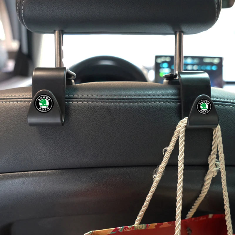2Pcs Auto Seat Hook Storage Hanger Car Accessories For Skoda Octavia 2 3 A5 KAMIQ KODIAQ SUPERB RAPID FABIA YETI 2020 2021 2024
