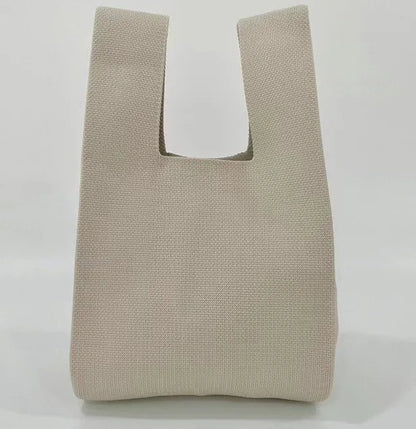 Handmade Knit Handbag Women Mini Knot Wrist-bag Female Casual Color Wide Stripe Plaid Tote Bag Student Reusable Shopping Bag