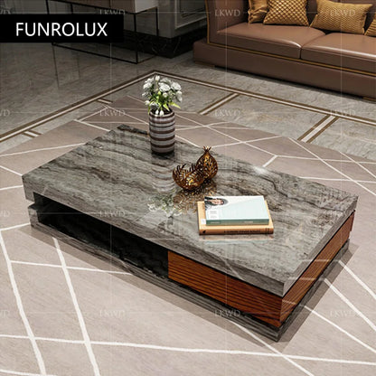 Post-modern coffee table tea table light luxury post-modern living room cave pattern square high-end storage table tea table