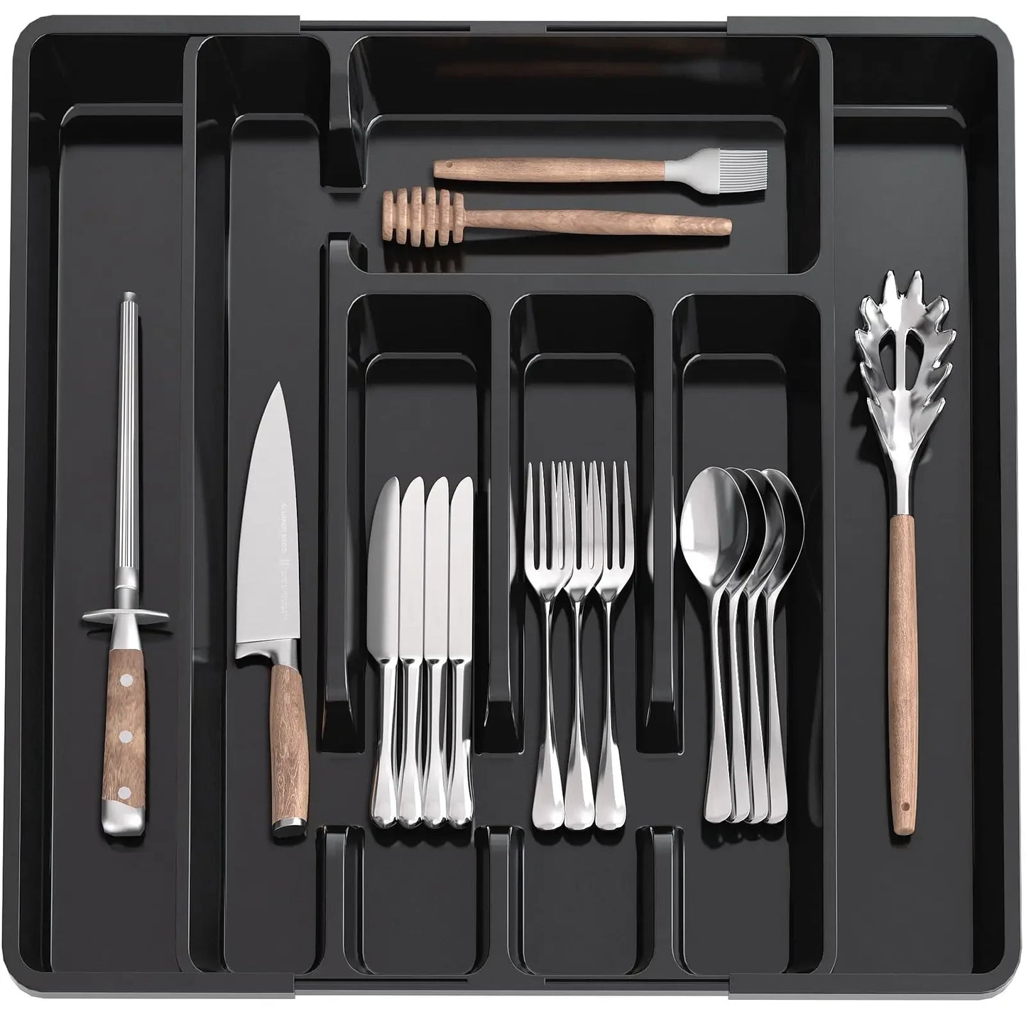 Adjustable Pantry Organizer Utensil Cutlery Drawer  for Forks Knives Silverware Expandable Kitchen Drawer Kitchen Organizer Tray