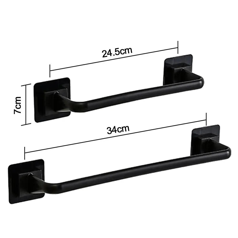 Kitchen Bathroom Wall Bath Towel Holder Rail Rack Self Adhesive Towel Rod Bar Portable Useful Household Gadget