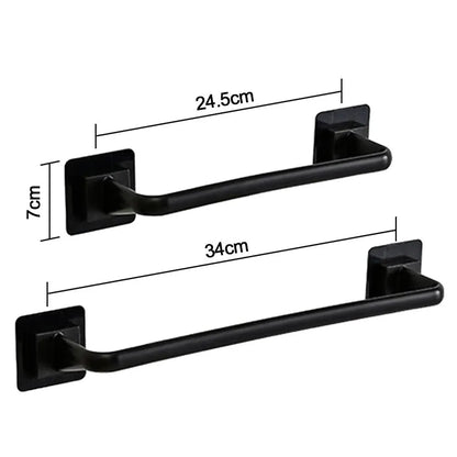 Kitchen Bathroom Wall Bath Towel Holder Rail Rack Self Adhesive Towel Rod Bar Portable Useful Household Gadget