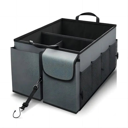 Car Trunk Organizer - Collapsible, Multi-Compartment Automotive SUV Car Organizer for Storage w/Adjustable Straps - Truck & Car