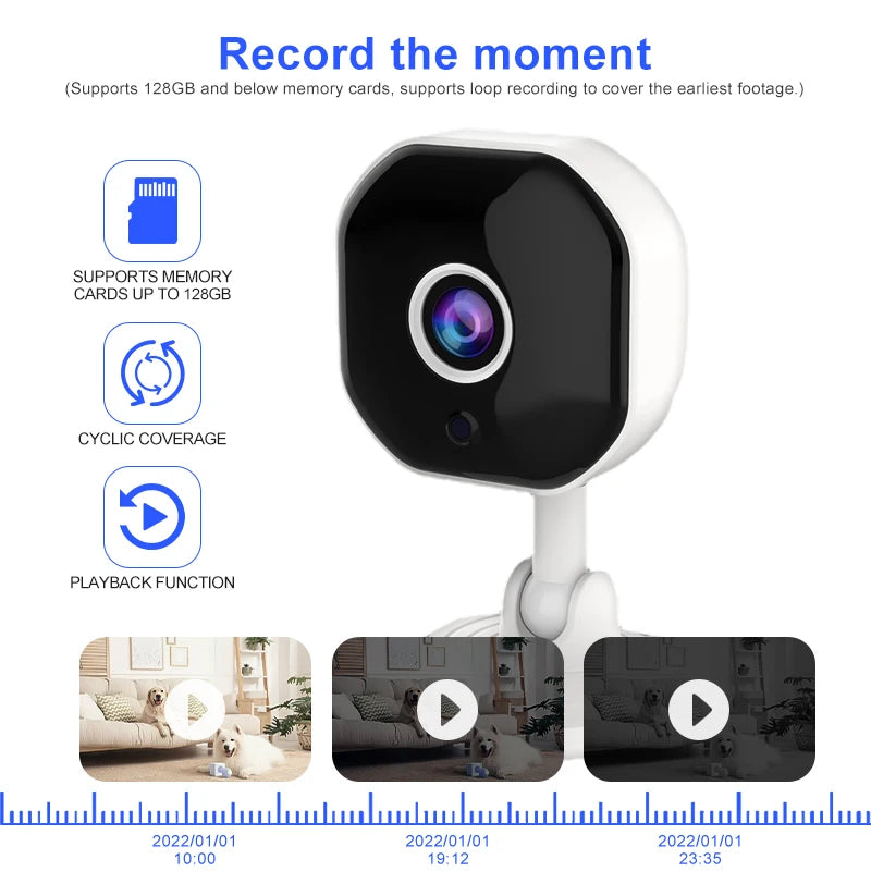 Smart  Wi-Fi Smart Home Security Camera  HD,Real-time APP Alerts, 2-Way Audio, with Motion Tracking for Baby & Pet Indoor Camera
