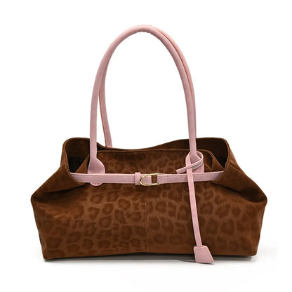 Trendy PU Leopard Print Tote Bag Large Capacity Casual Women's Shoulder Bag Versatile Underarm Bag Females Handbags Purses