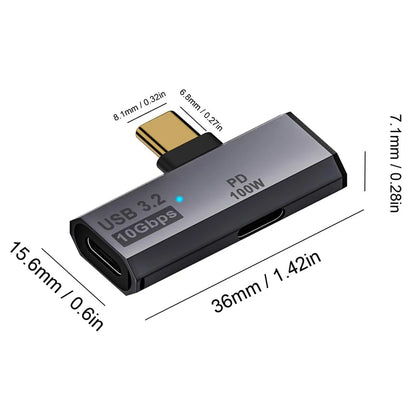 USB C to Dual Type-C Adapter 2-in-1 Splitter with 10Gbps Data & HiFi Headphone, 100W PD Charging for Macbook Laptop Phone Tablet