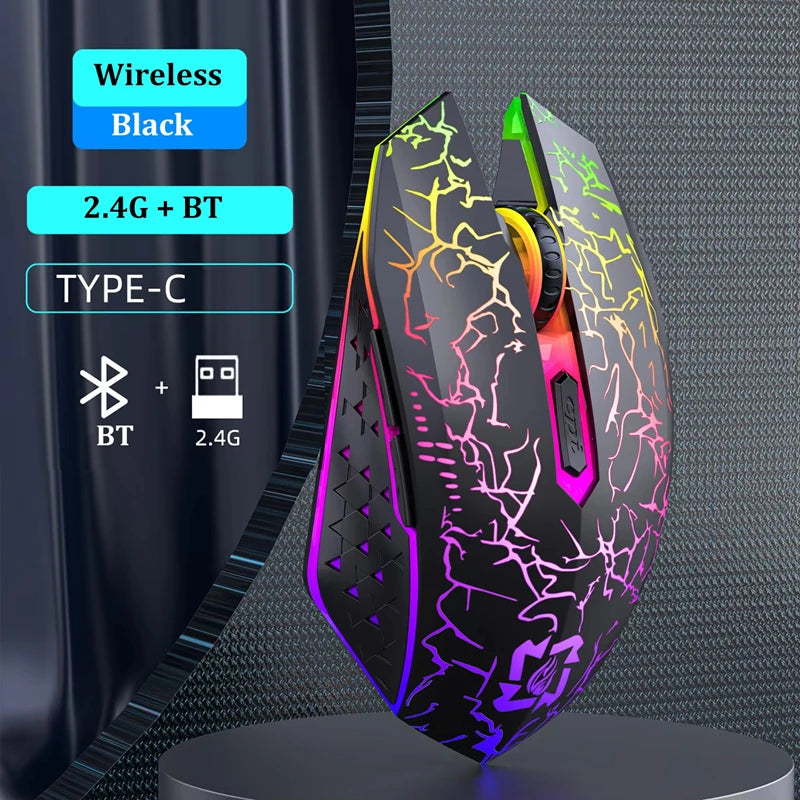 Lenovo  Wireless Mouse Bluetooth 5.0+2.4G Dual Mode Rechargeable Silent Click Ergonomic Gaming Office Laptop PC Computer