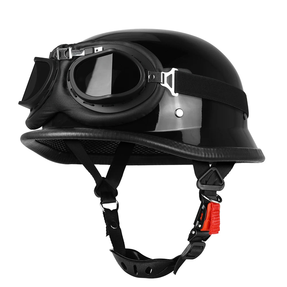 Motorcycle Half Helmet German Leather Vintage Helmet Casco Moto Motorcycle Open Face Helmet Biker Pilot DOT Certification S-XXL