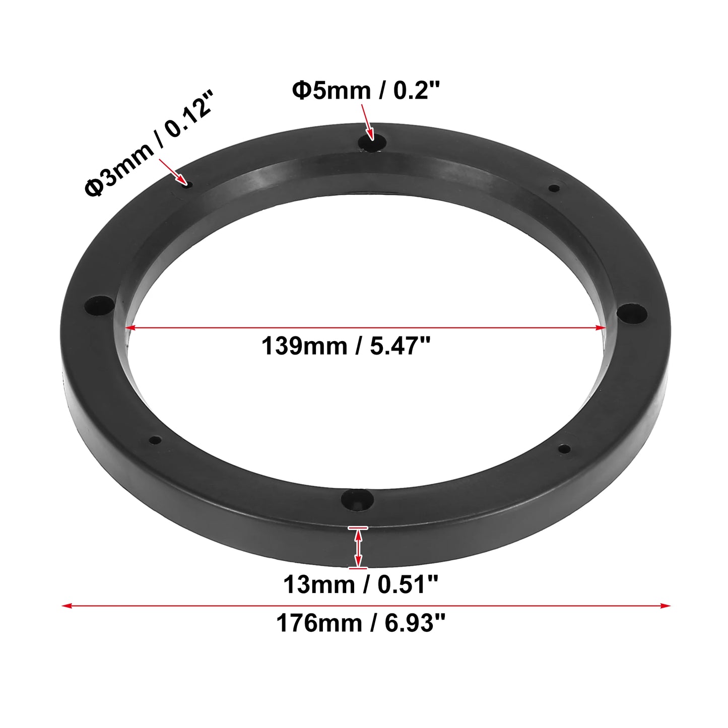 X Autohaux 2-4pcs 4 Inch 5 Inch 6.5 Inch Car Black Hollow Universal Speaker Spacer Mounting Spacer Plate Plastic 120mm ID