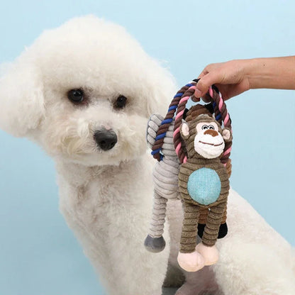Dog Plush Toy Pet Squeaky Animals Stuffed Toy Bite-Resistant Teeth Cleaning Chew Toy Interactive Companion Toys Pet Supplies