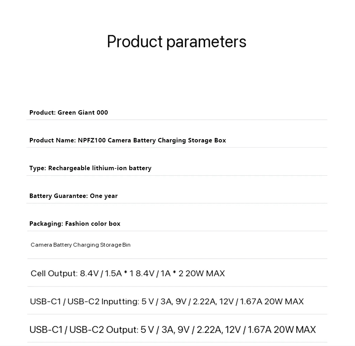 LLANO NP-FZ100 Camera Battery Fast Charging Box For Sony a7m4 for Sony a7m3 A7c A7R3 A7R4 7RM3 A9M2 DSLR Cameras