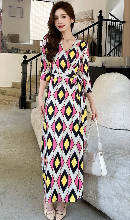 ZAROY Women Wrap Long Dress Summer Sexy V Neck Side Split Party Club Dress Chic Streetwear Elegant Evening Slim Beach Vestidos