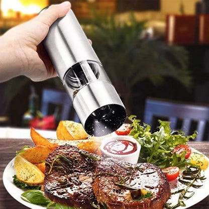 Battery Operated Electric Salt And Pepper Grinder Set Stainless Steel Mills with LED Light for Kitchen