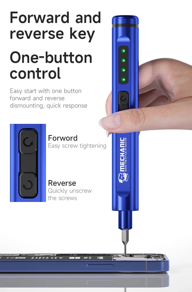 MECHANIC Electric Screwdriver with LED Lights Phone Tablet Watch Camera Main Engine Disassembly Home Appliance Maintenance Tool