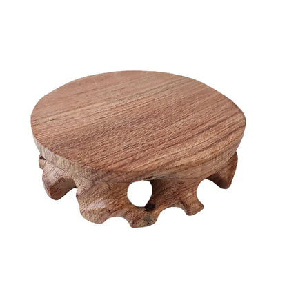 Round Wooden Stool Base  Smooth Vintage Exquisite Figurines Stand Clear Texture Sturdy Pedestal Craft Home Stores