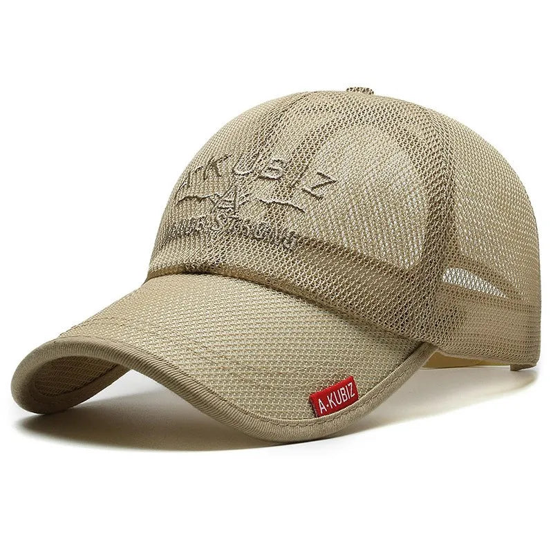 Men's Summer Mesh Breathable Baseball Cap Outdoor Quick Dry Golf Sport Fishing Visor Sun Hats Man Male Solid Color Snapback Caps