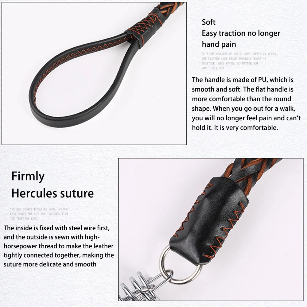 1pc Large Dog Leash Eight-paw Leather Pet Leashes No Pull Adjustable Pet Harness Durable Pet Supplies