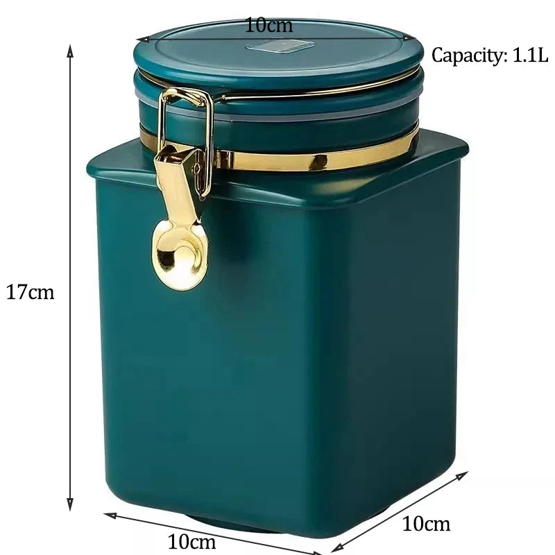 1.1L Storage Bottle Coffee Powder Sugar Container Airtight Can Holder Canister with Valve Household Food Storage Container