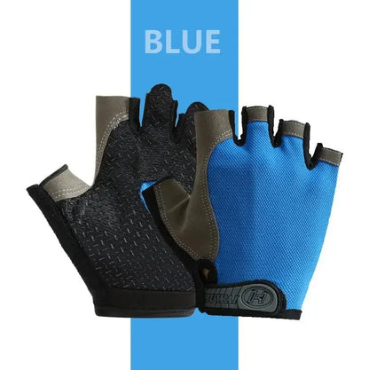 1Pair Gym Gloves Fingerless Gloves Anti-Slip Shock-Absorbing Gloves Sports Gloves for Training Lifting Weight Cycling
