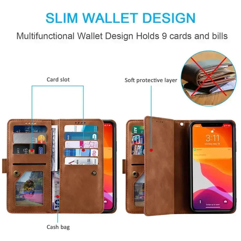 Zipper Wallet Leather Case For Xiaomi 14 13 12T 12S 11T Pro 12 Lite Case For Xiaomi 13T Pro Mi 11 Ultra 12X 10 T Pro Flip Cover